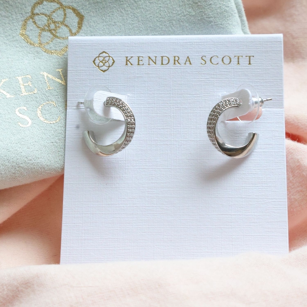 Kendra Scott jewelry - Ella Silver White Crystal Huggie Earrings